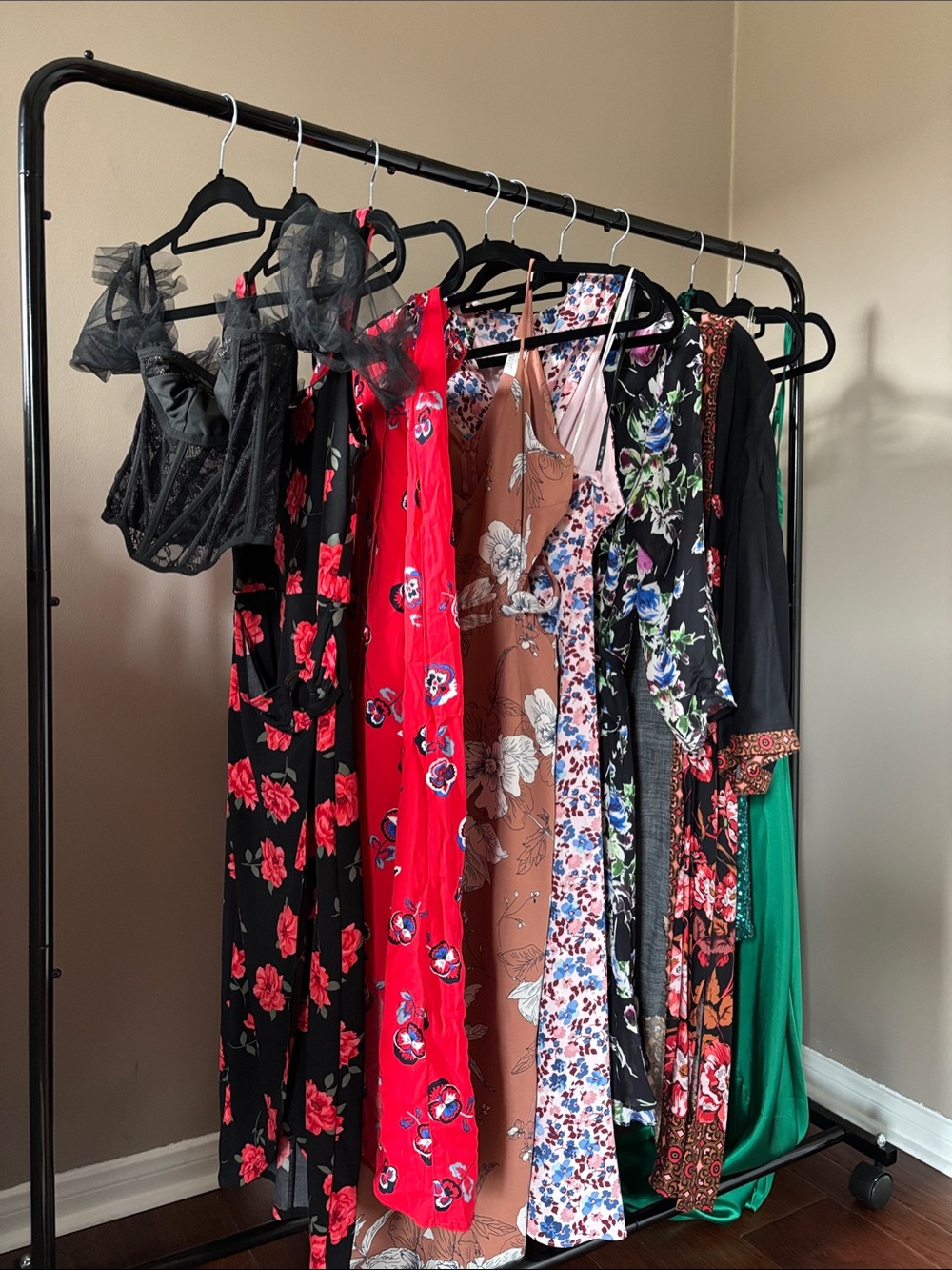 Milly Floral & Solid Maxi Dress Assortment in Black, Red, Brown, Pink, Green